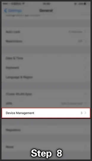 ios install step 3 open device management
